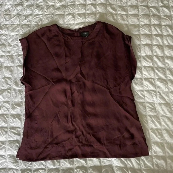 Theory burgundy silk blend blouse - Picture 1 of 6